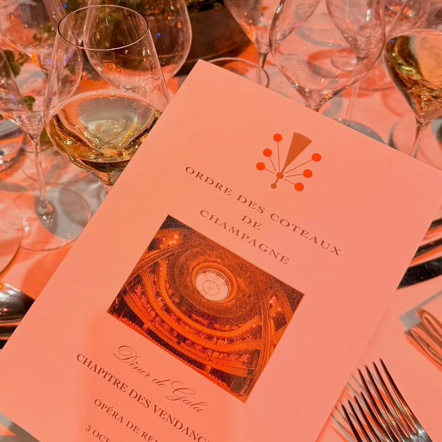 The menu at the Ordre des Coteaux de Champagne gala