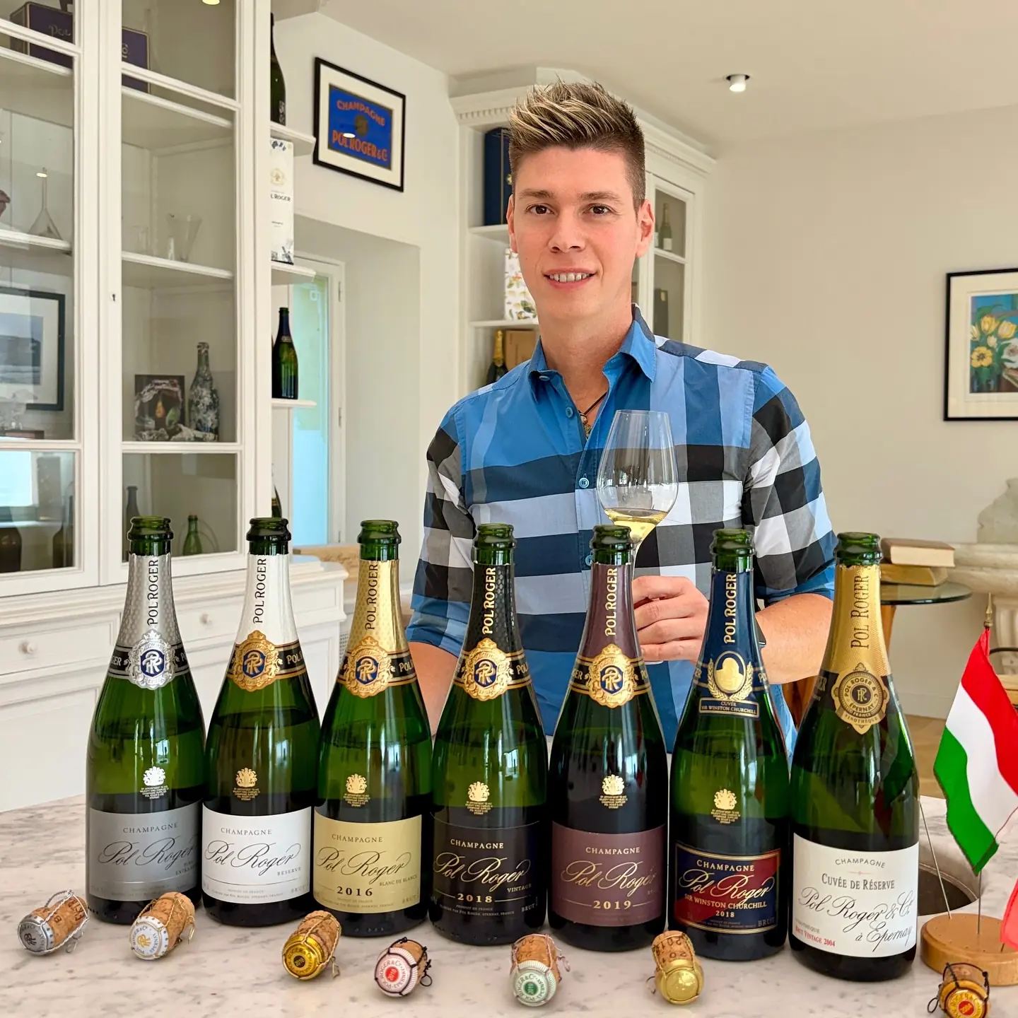 Mate Hajdu with the Pol Roger tasting line-up