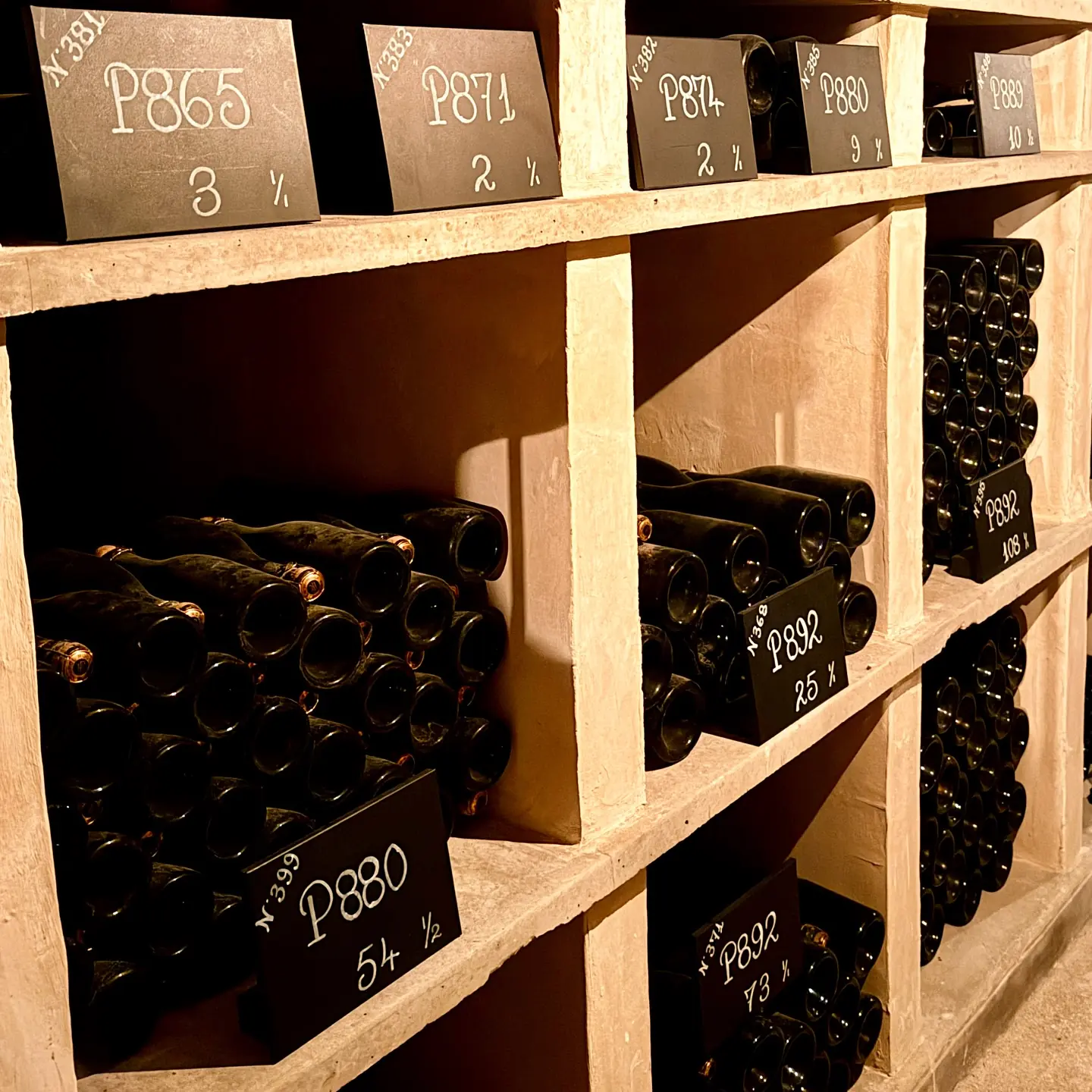 Old Pol Roger bottles in the cellar