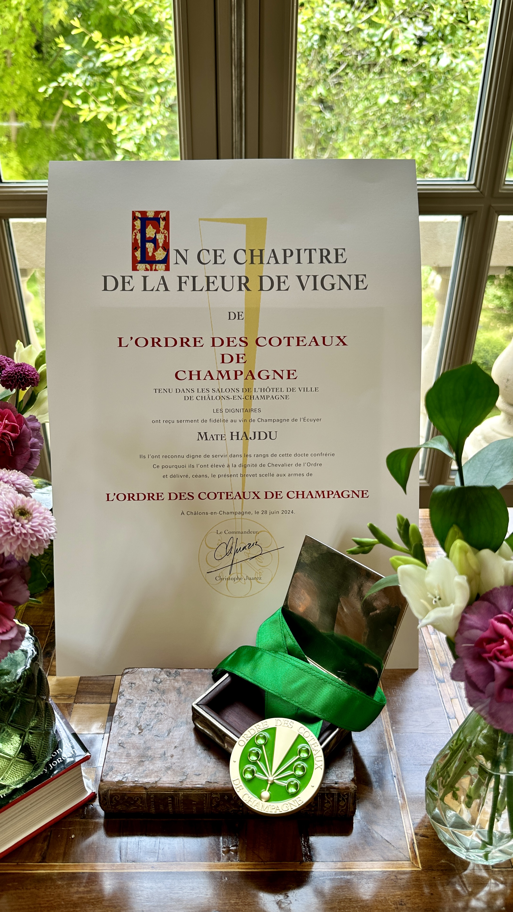 Mate Hajdu’s OCC certificate and Chevalier medal