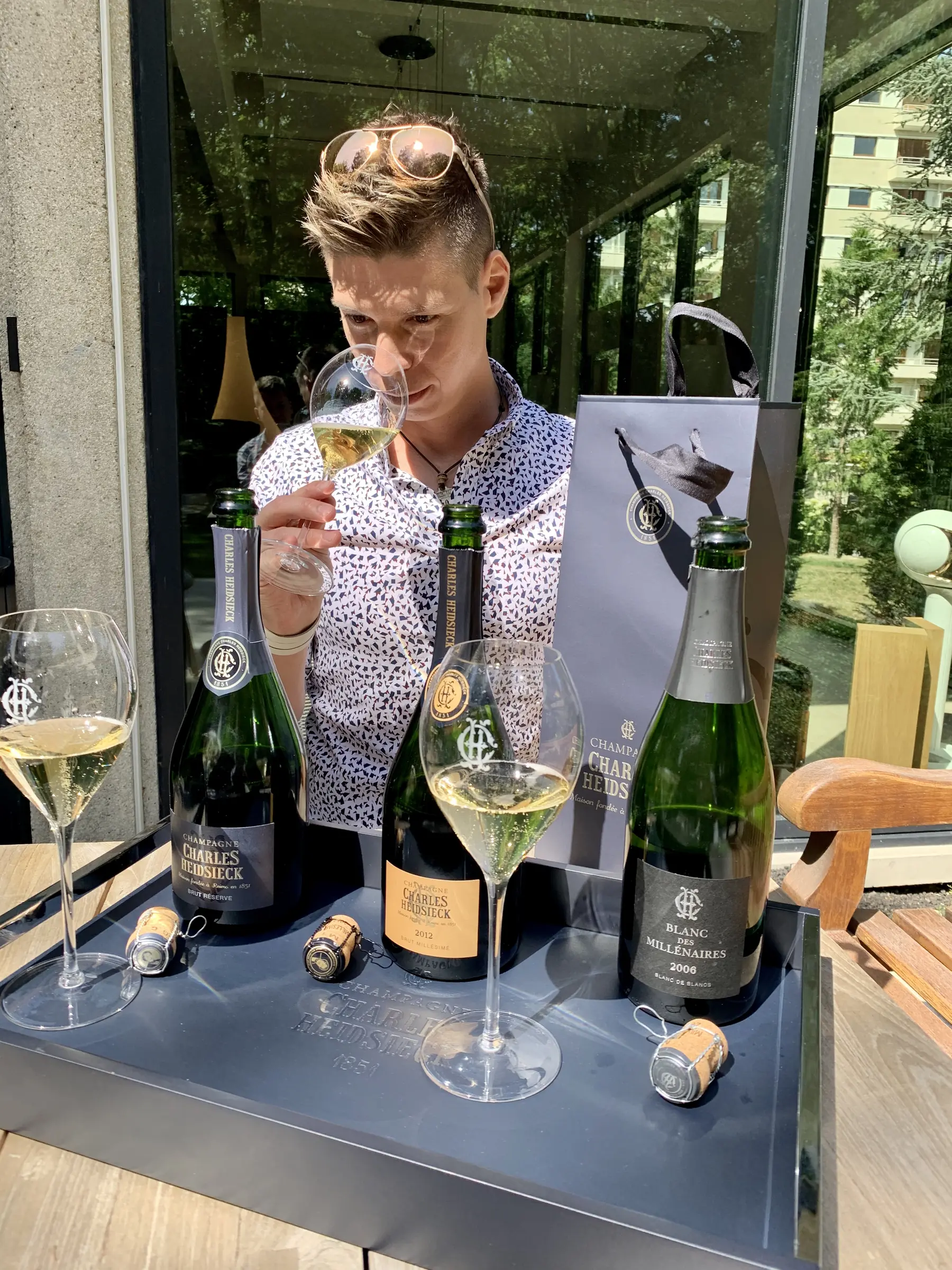 Mate Hajdu tasting Charles Heidsieck champagnes