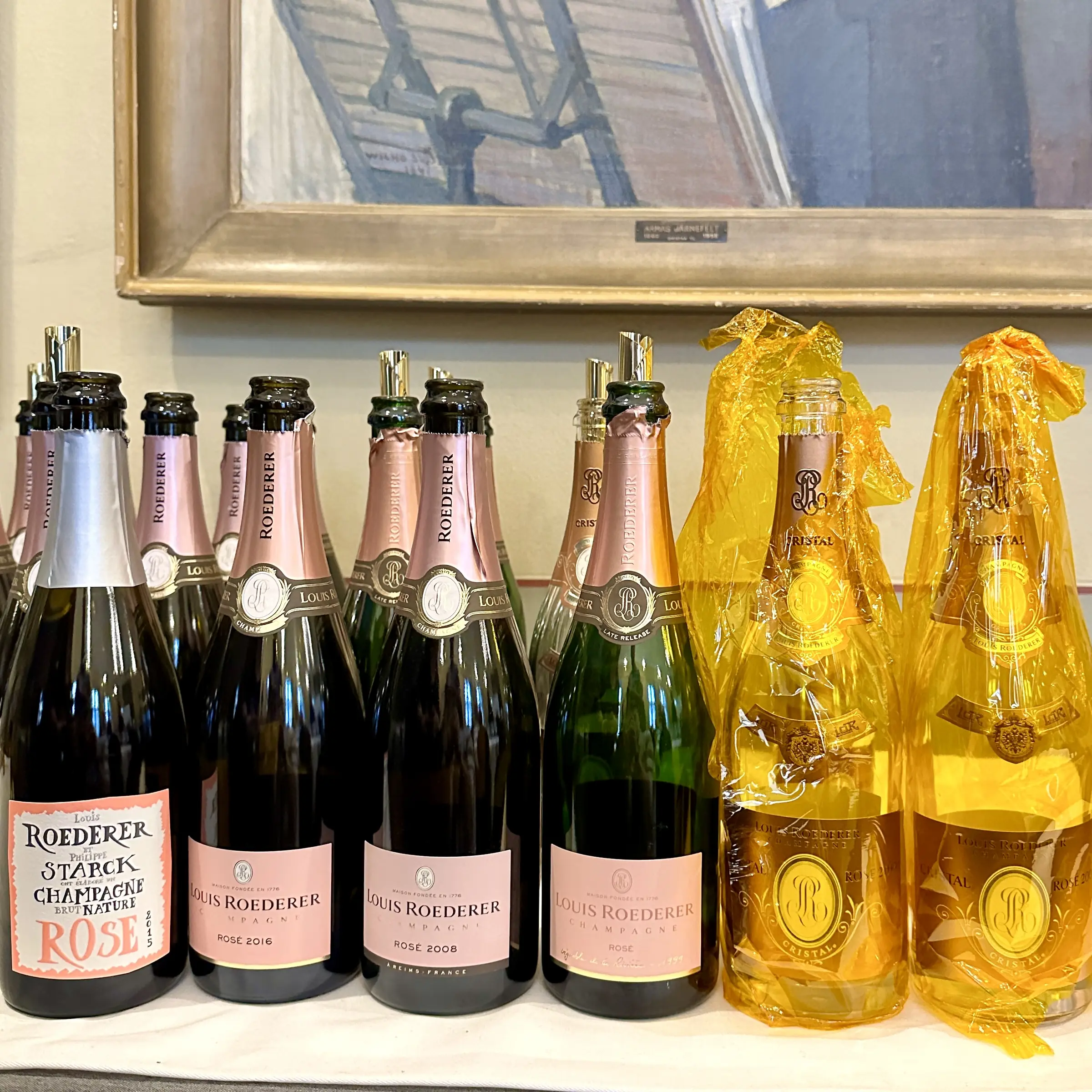 Louis Roederer rosé Champagnes at a masterclass