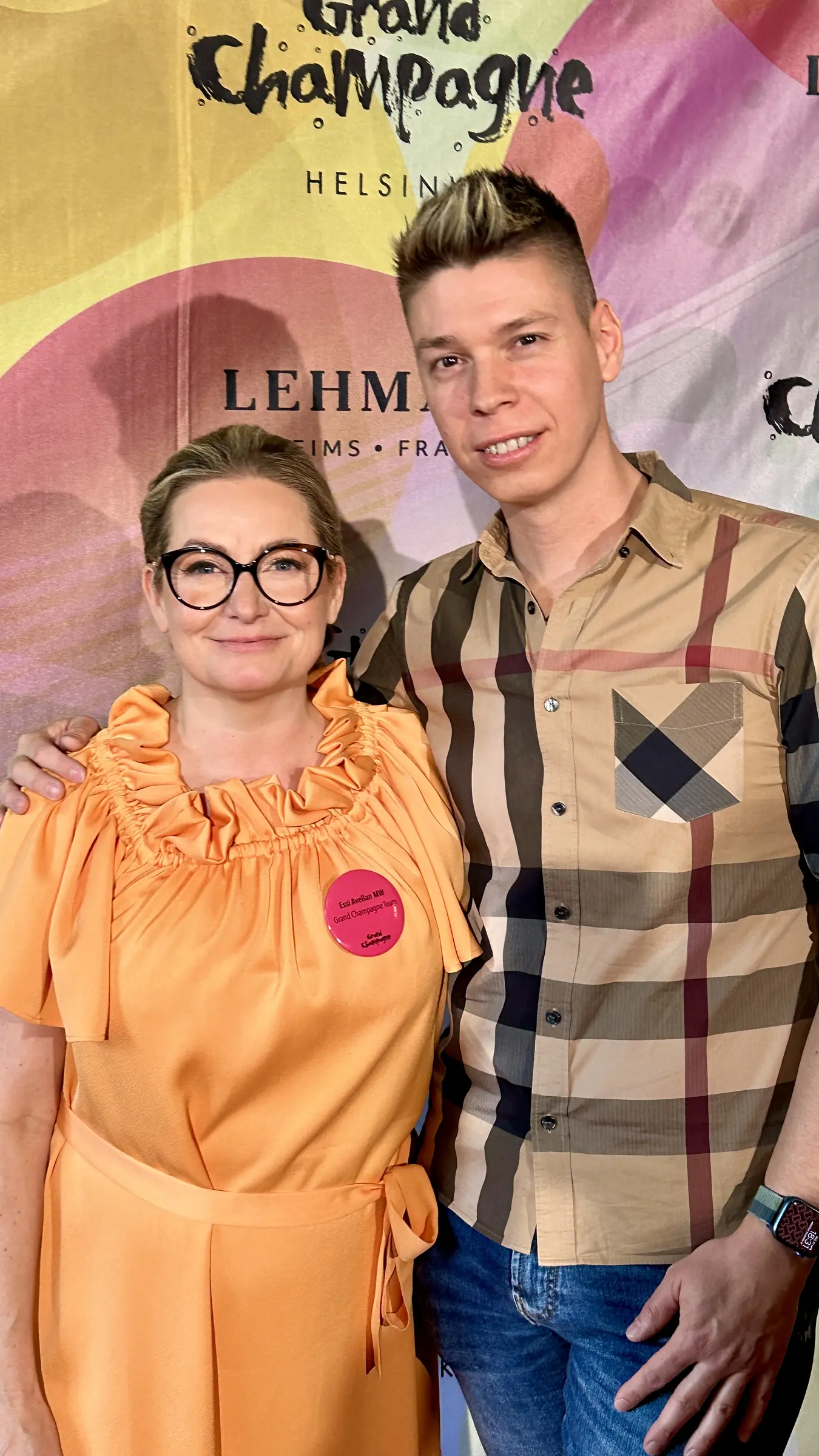 Mate Hajdu with one of the hosts of Grand Champagne Helsinki