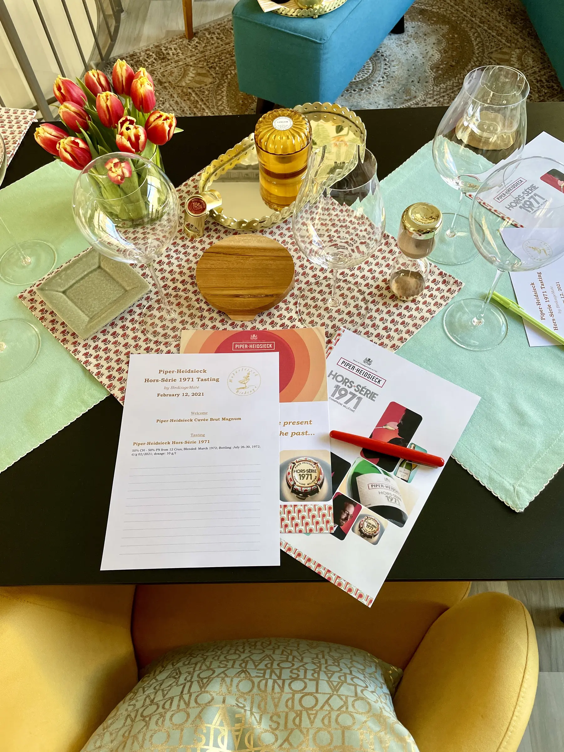 Details from the presentation of Piper-Heidsieck Hors-Série 1971